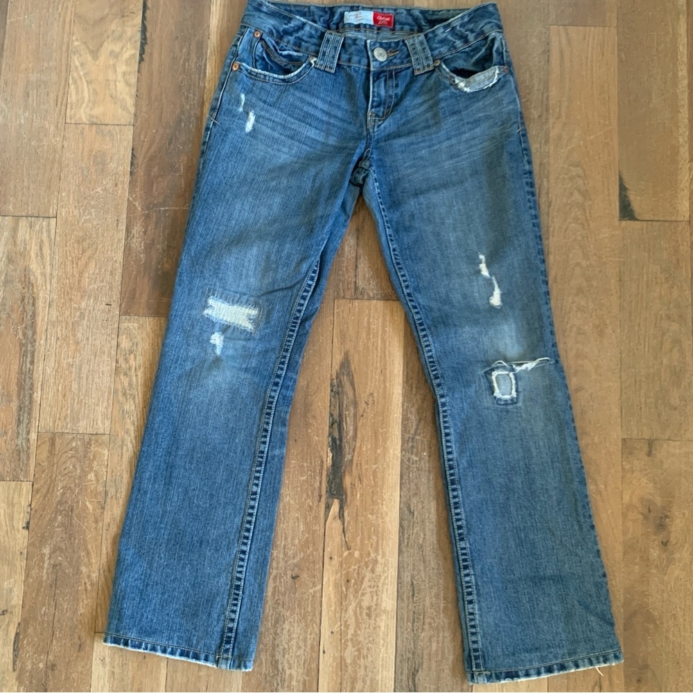 Aeropostale Chelsea Skinny Bootcut Blue Distressed Jeans Size 5/6